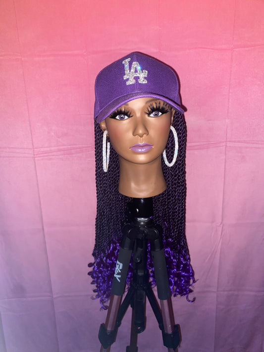 Black/ Purple Ombre Senegalese Twist Wig Hat