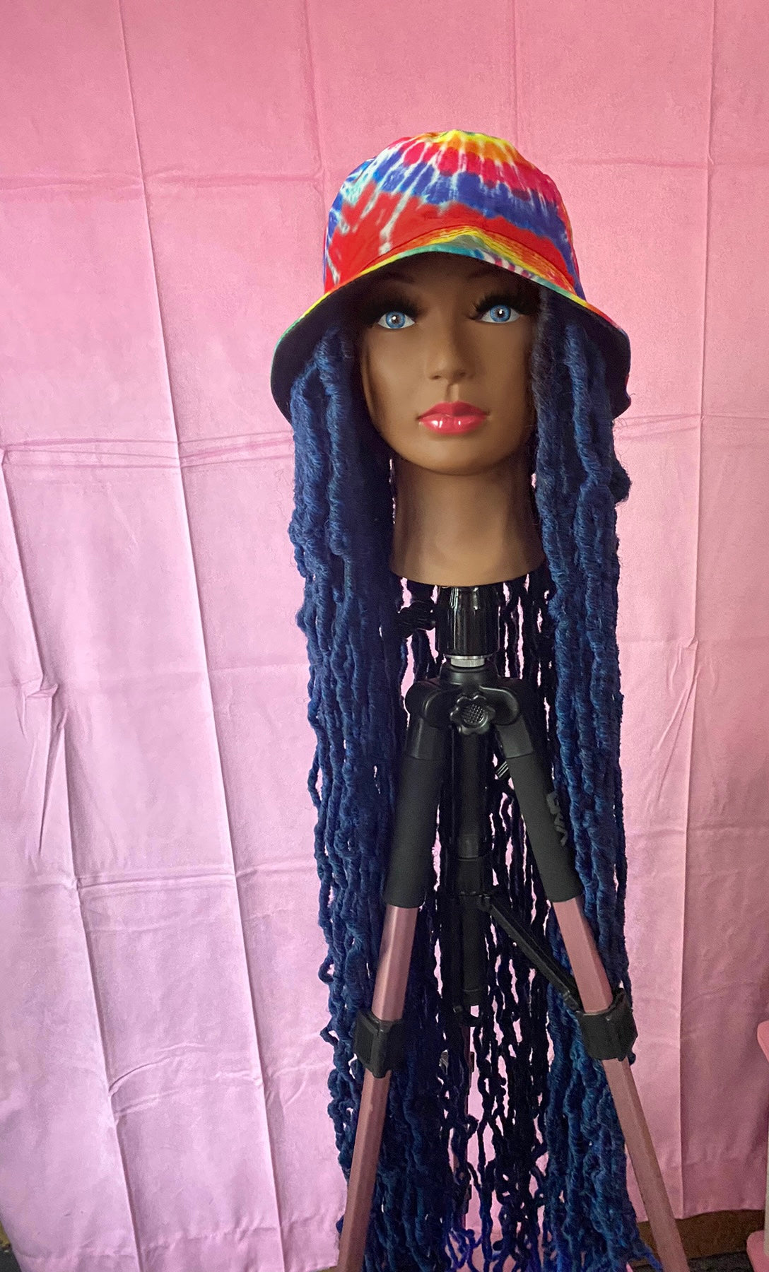 Blue Super Long Faux Locs Wig Hat