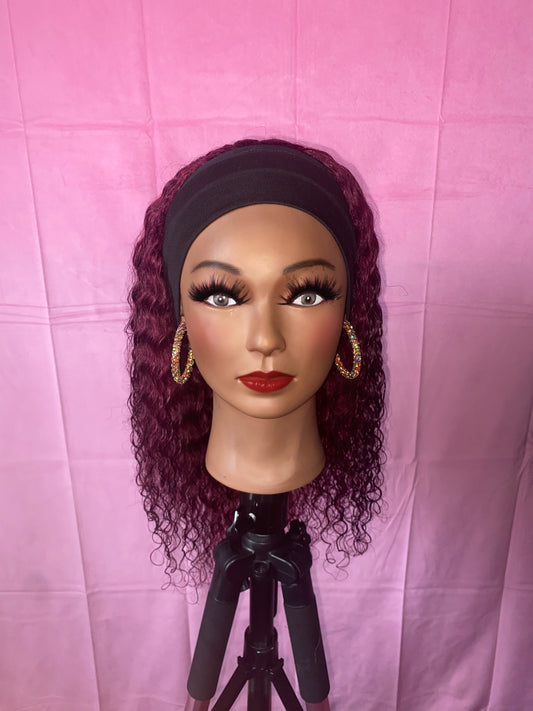 Red Jerry Curls Headband Wig w/ Headband Included