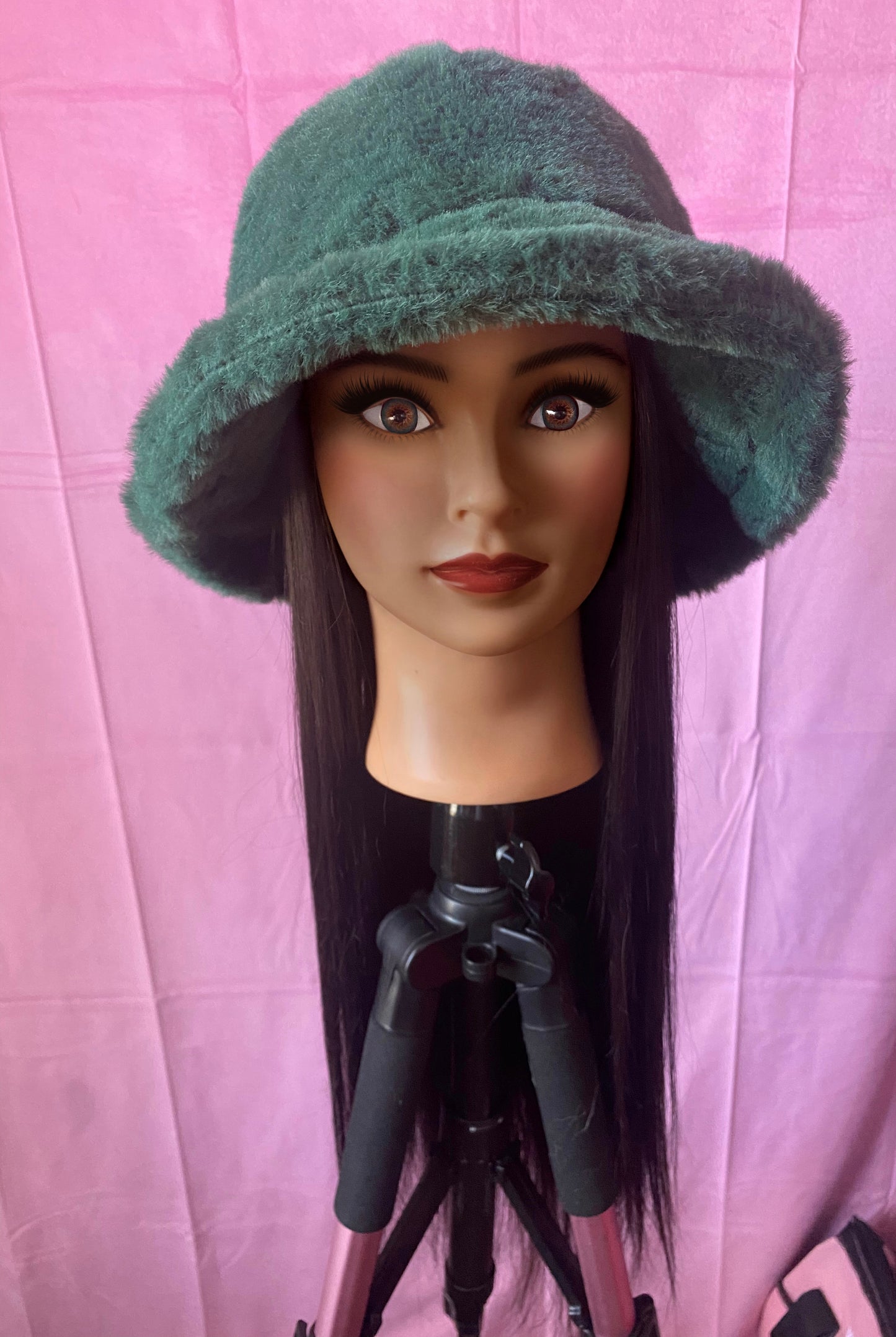 Black Straight Hair Wig Hat