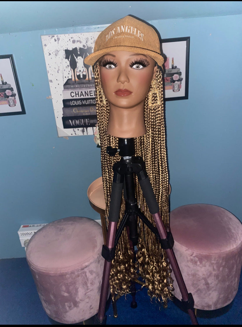 Strawberry Blonde Box Braids Wig Hat