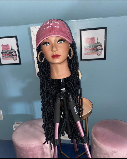 Black Soft Faux Locs Wig Hat