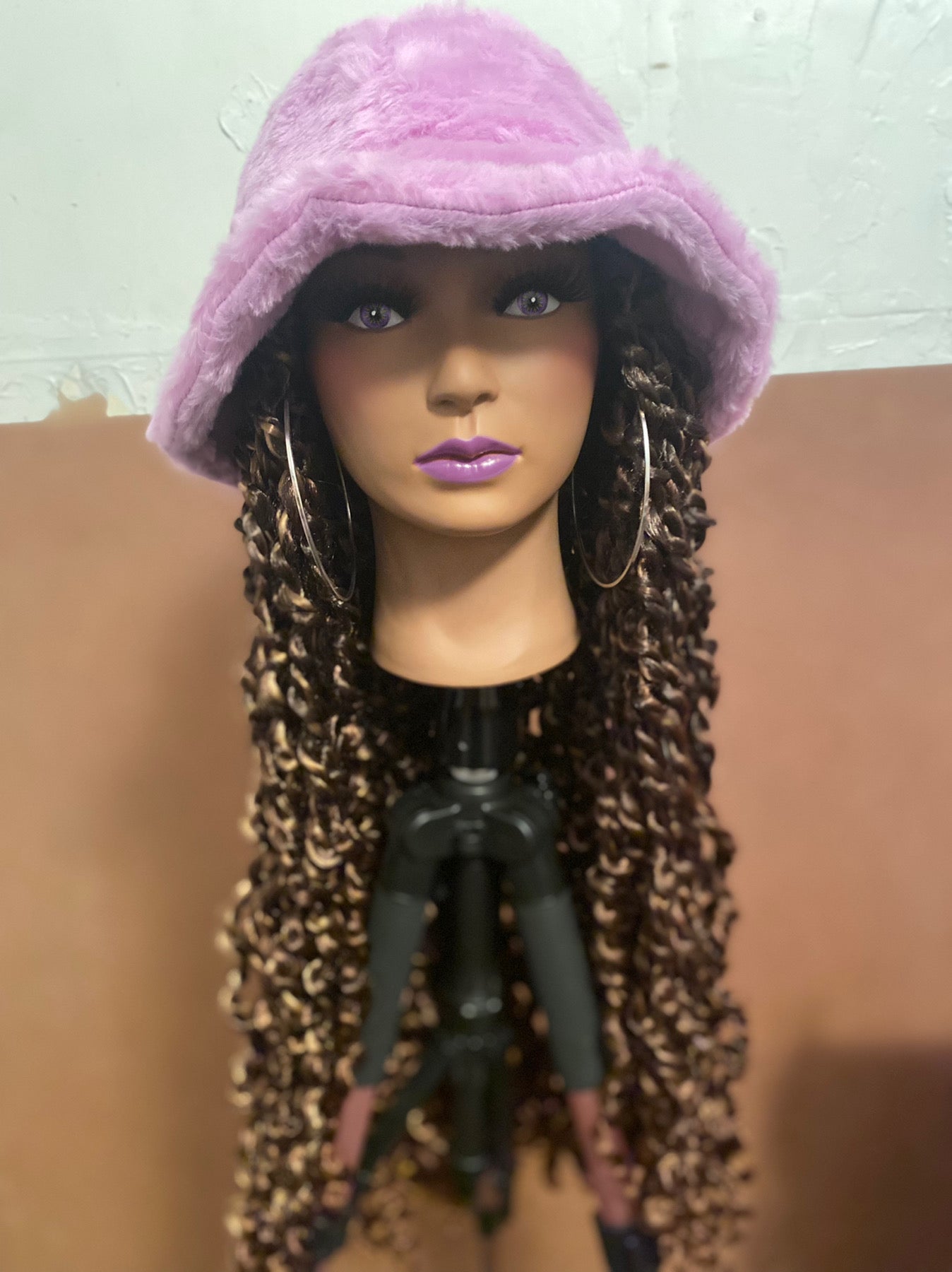 Brown Mini Passion Twist Wig Hat