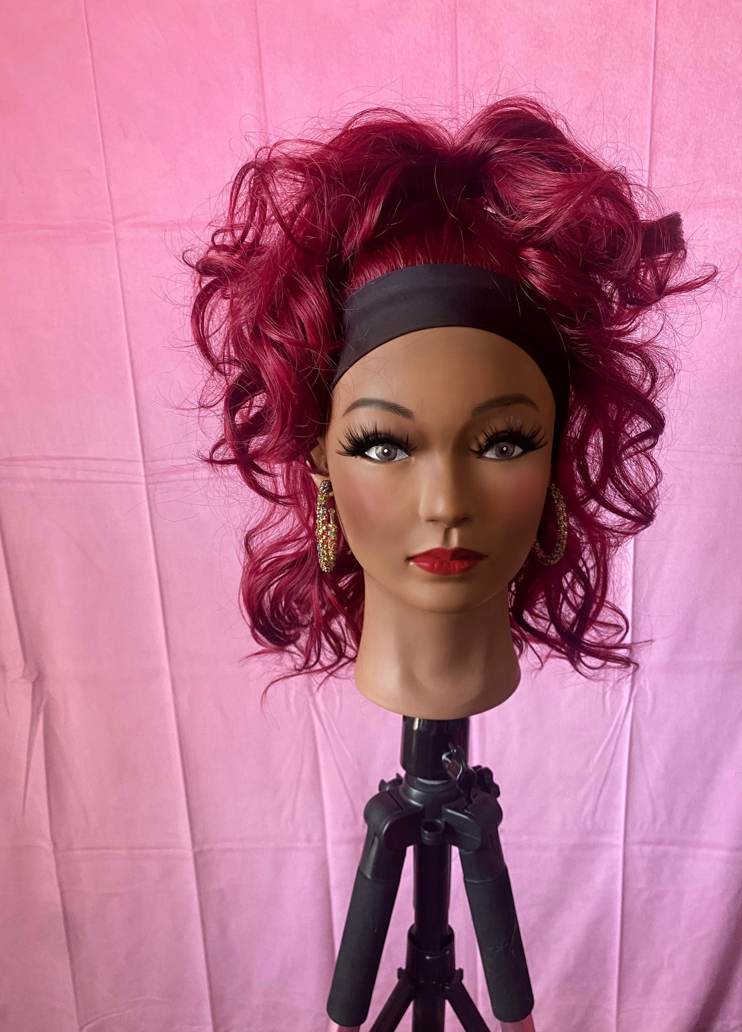 Red Body Wave Curls Headband Wig w/ Headband Included