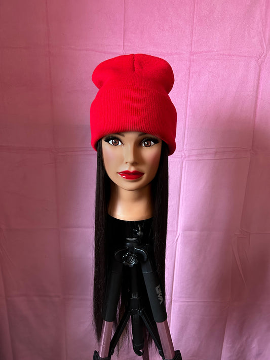 Black Straight Hair Wig Hat