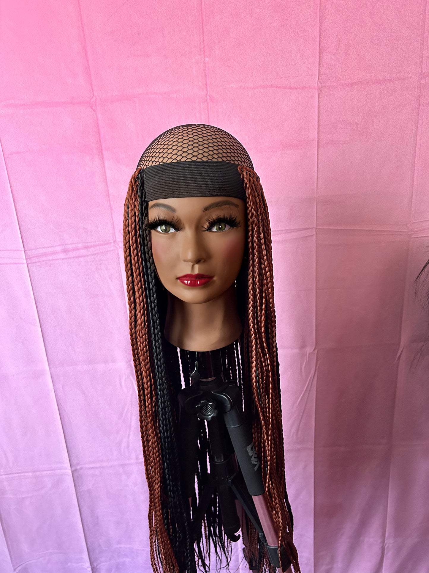 Black/Copper Box Braids Elastic Wig Band