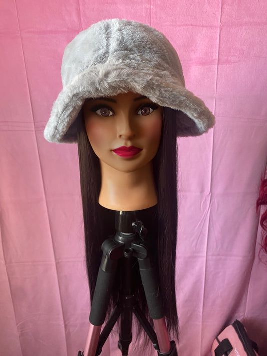 Black Straight Hair Wig Hat