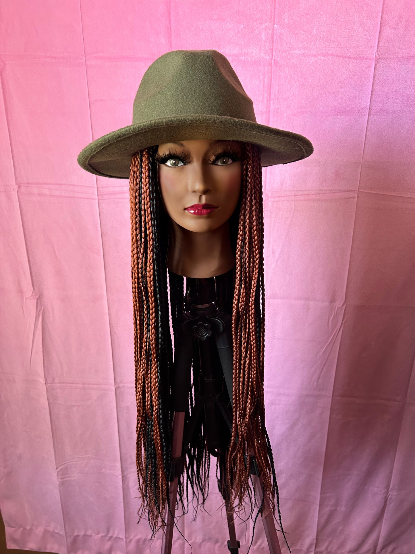 Black/Copper Box Braids Elastic Wig Band