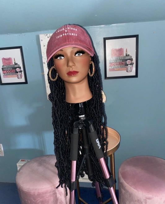 Black Soft Faux Locs Wig Hat